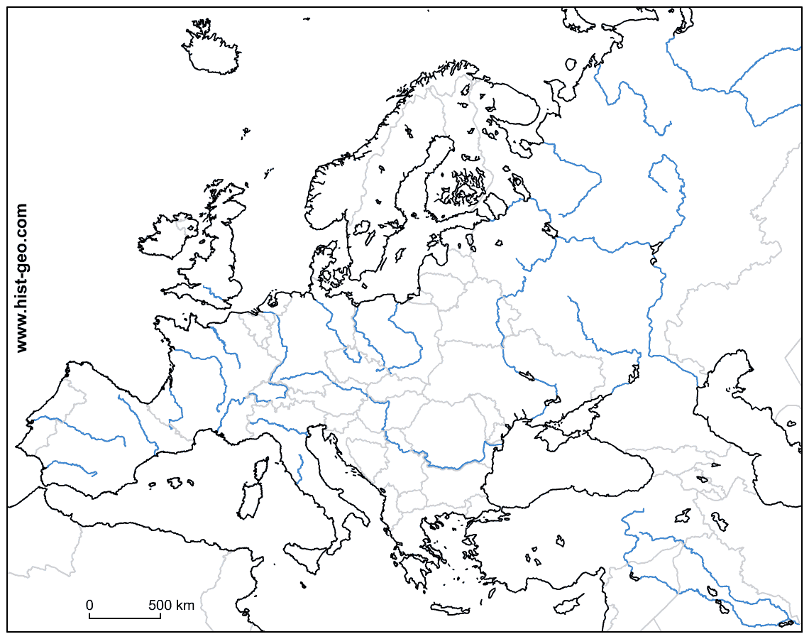 Resultado de imagen de mapa mudo europa rios